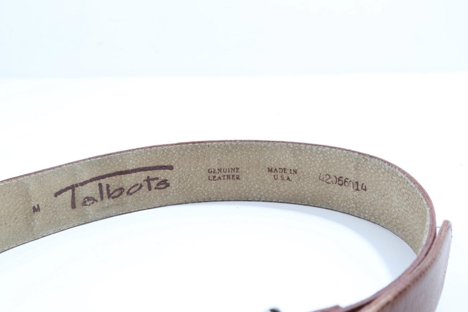 Talbots Vintage Belt Brown Leather Floral Embossed Silver  display picture 1