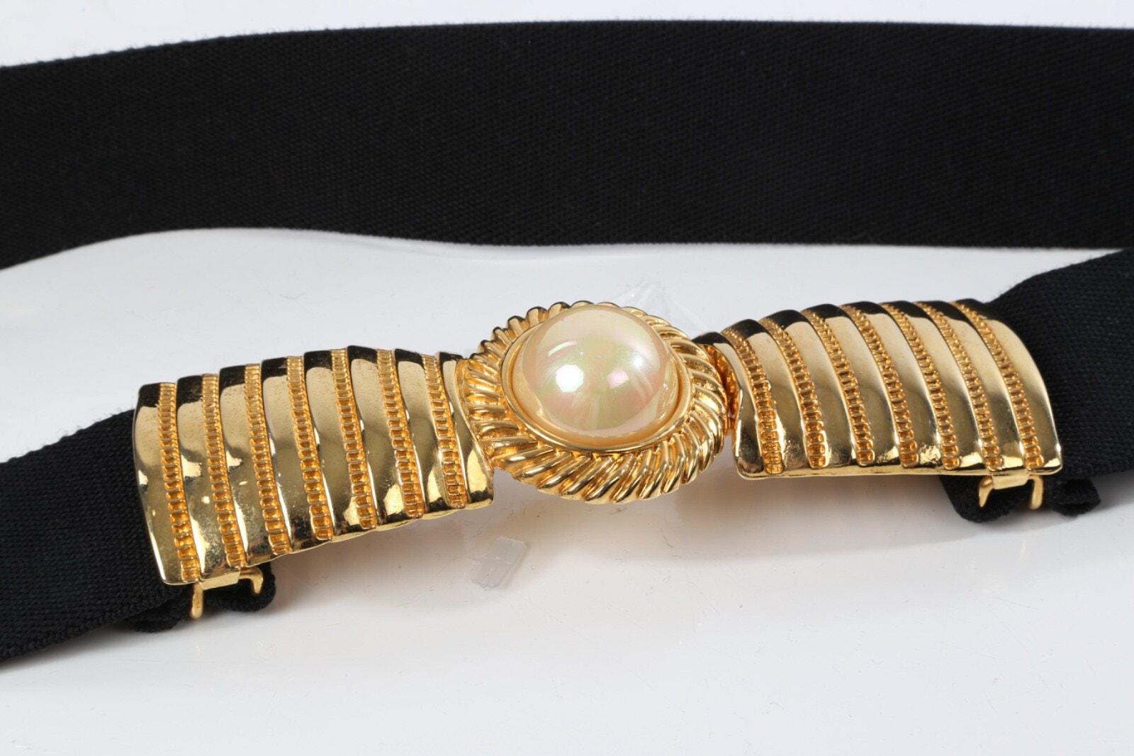 Elegant vintage Gold disk and Pearl Women\'s 36” stretchable belt Gold Buckle Women main image 2