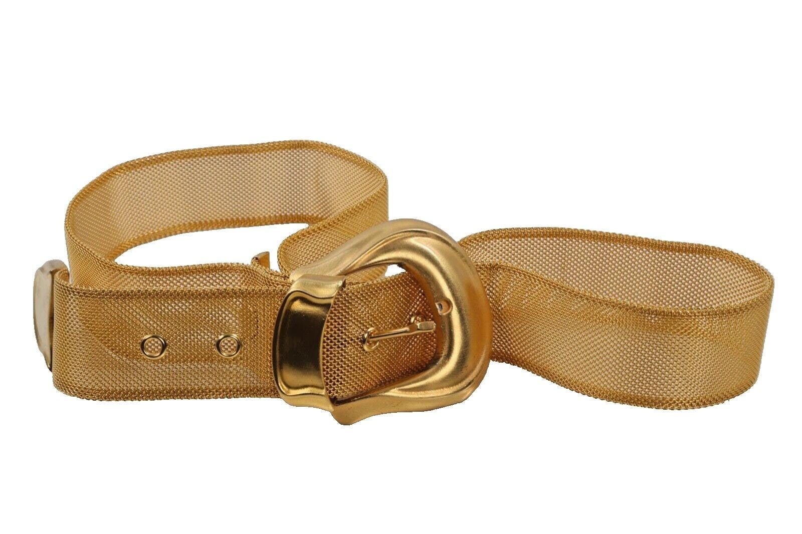 Vintage 70s 80s Gold Mesh Metal Buckle Belt Size S - Etsy