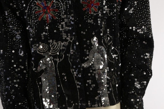 Vintage Just Fabulous NYC Black Silk Sequined Rar… - image 5