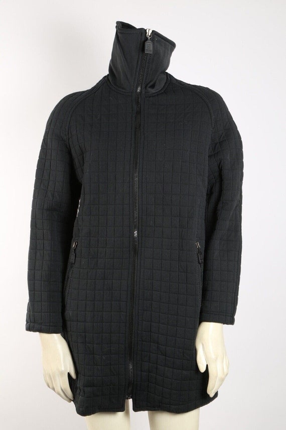 Vintage FENDI Jeans Roma Amor Black Quilted Zip Midi Jacket