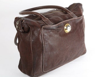 Vintage Gianfranco Ferre Brown Pebbled Leather Tote Bag