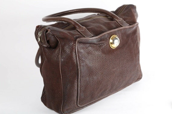 Vintage Gianfranco Ferre Brown Pebbled Leather To… - image 1