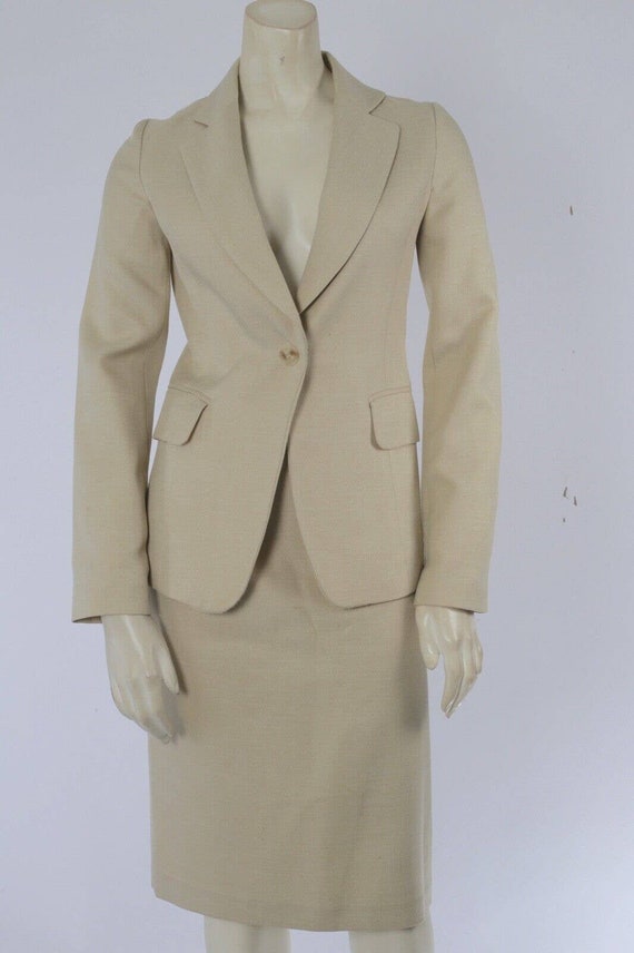 Vintage Beige 2 Piece One Button Blazer Jacket an… - image 4