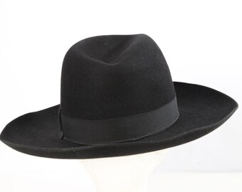 BORSALINO Myto Vintage Mens Black Felt Fedora Hat Made in  display picture 1