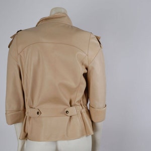 ZENOBIA Vintage Beige Soft Leather Drawstring Light Jacket Size 6 image 5
