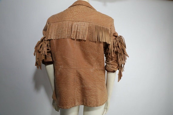 Vintage Rague Beige Leather Fringe Western Jacket… - image 5