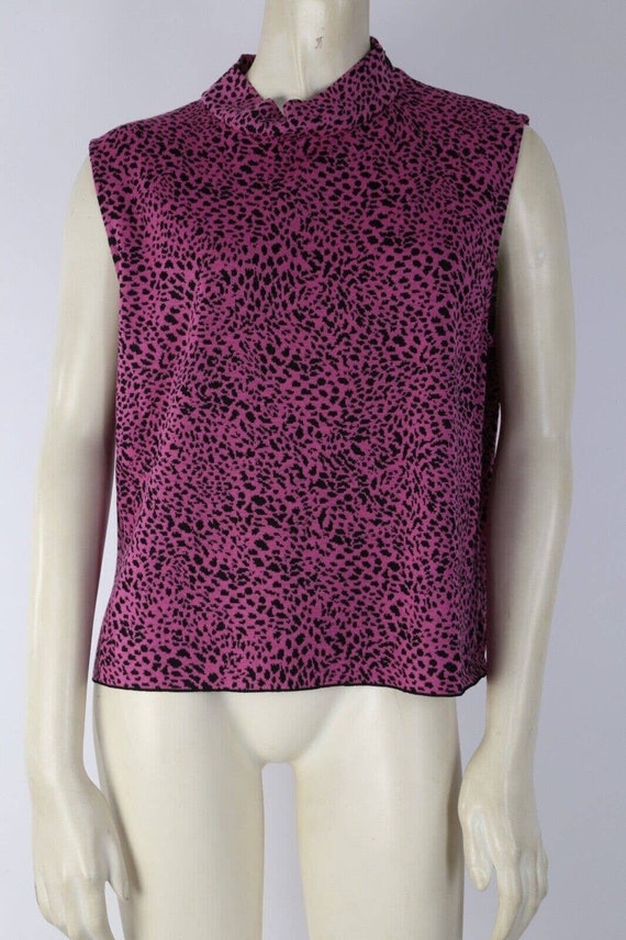 Vintage St. John Purple Leopard Print Sleeveless T