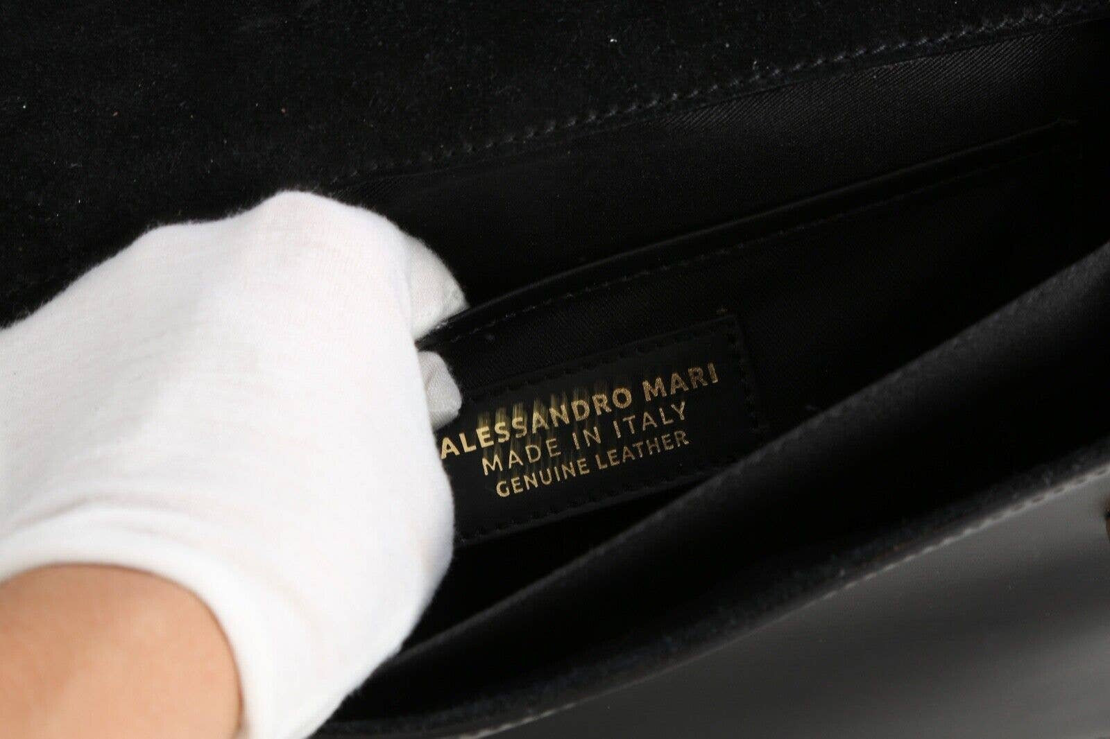 Vintage ALESSANDRO MARI Black Leather Gold Flap Shoulder Bag Etsy