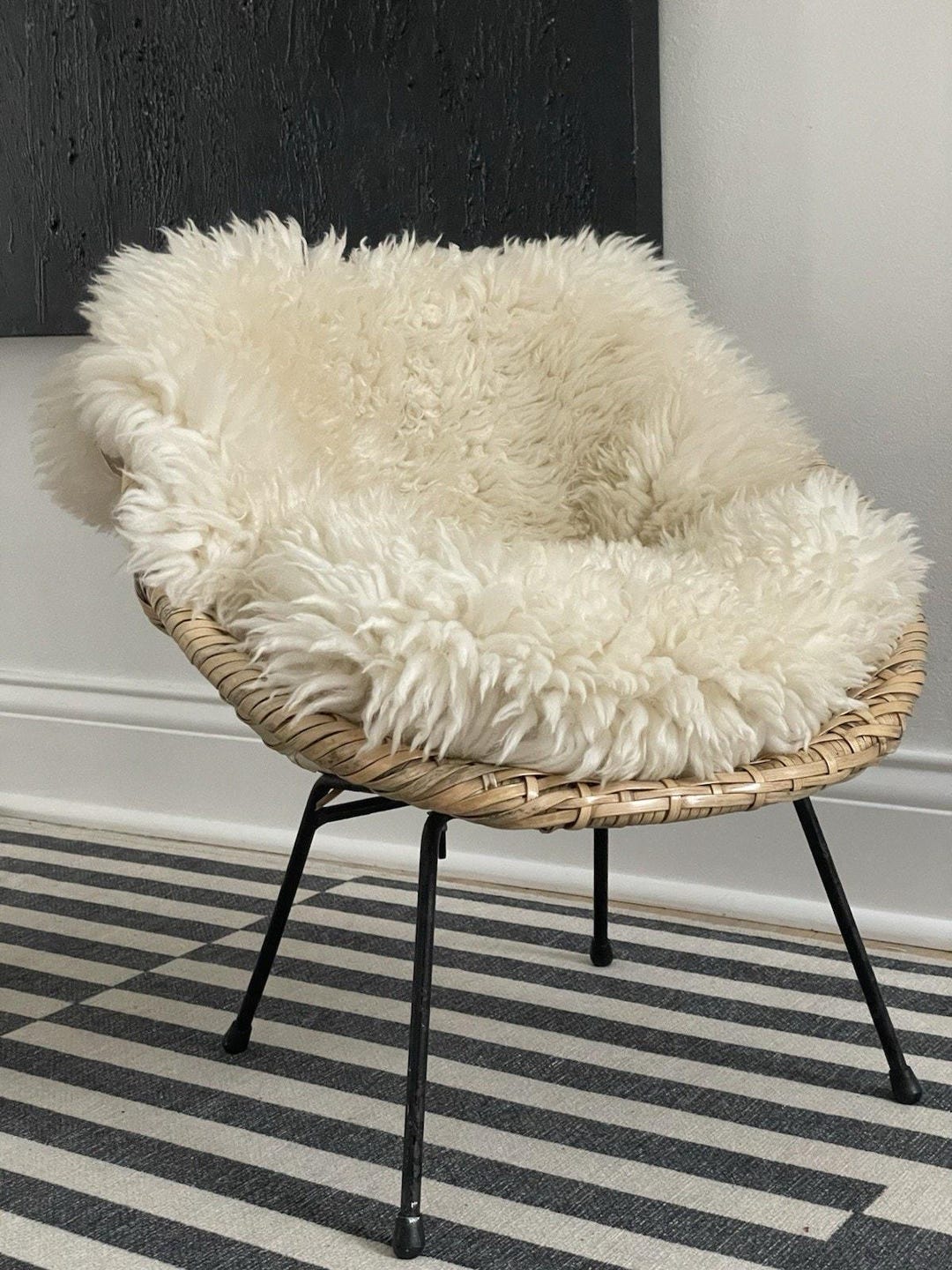 Plan Shell Chair Vintage Kids Rattan Clam Shell Chair Woven Hoop Iron Seating Mid ...