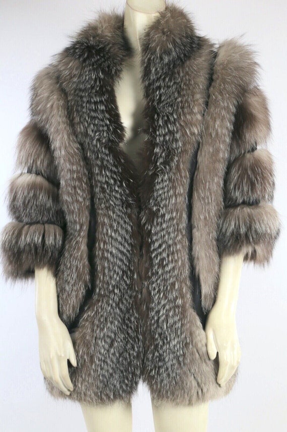 Vintage Silver Fox Fur Leather Jacket Size 36