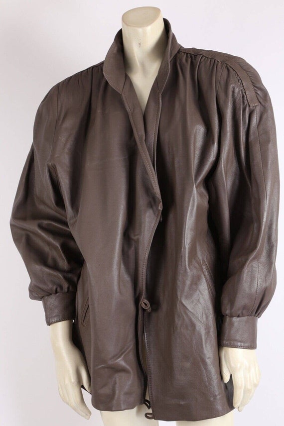 Vintage 80s Daniells Brown Leather Collared Oversi