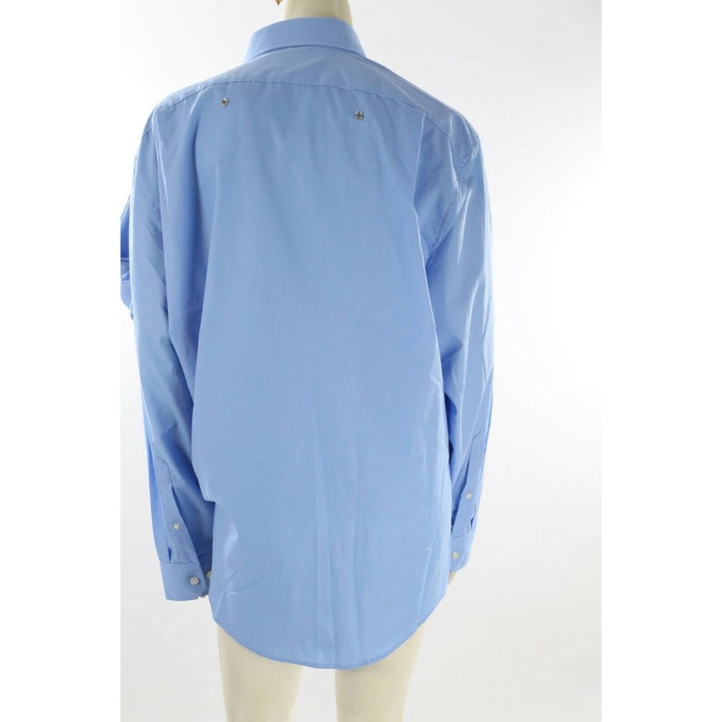 Ajlena Nanic Blue Cotton Oversized Bow Button Down Long Sleeve Shirt Dress OS image 7