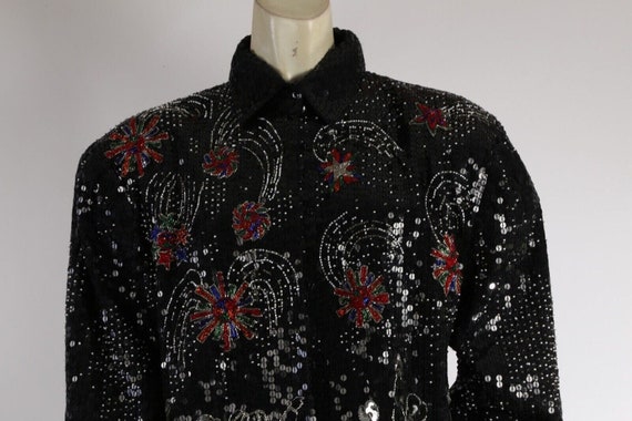 Vintage Just Fabulous NYC Black Silk Sequined Rar… - image 2