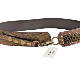 Melamed Snake Print Wide Vintage Brown Leather Belt Size  display picture 3
