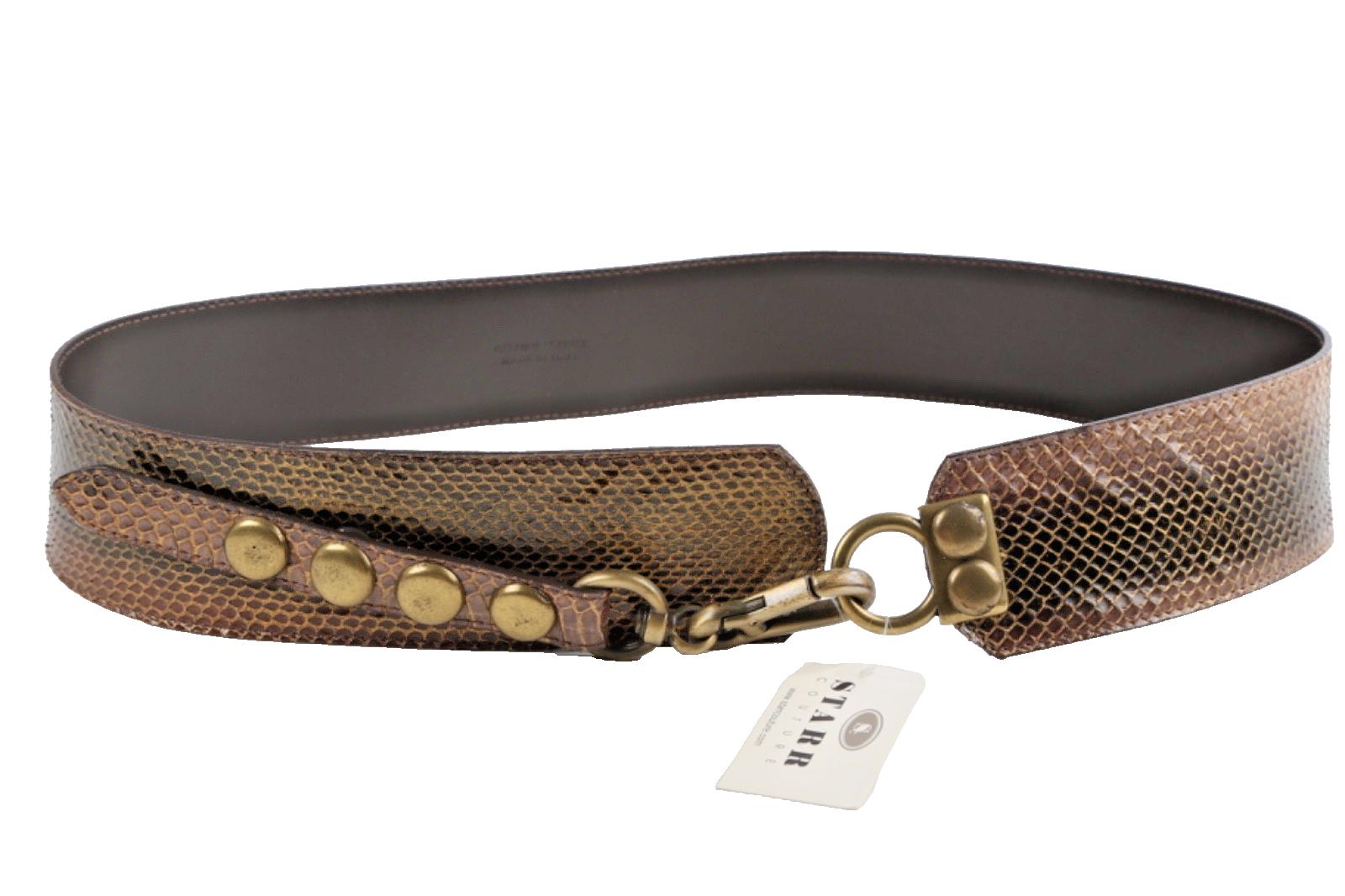Vintage Snake Print Leather Wide Waist Belt Size L Textured  display picture 3