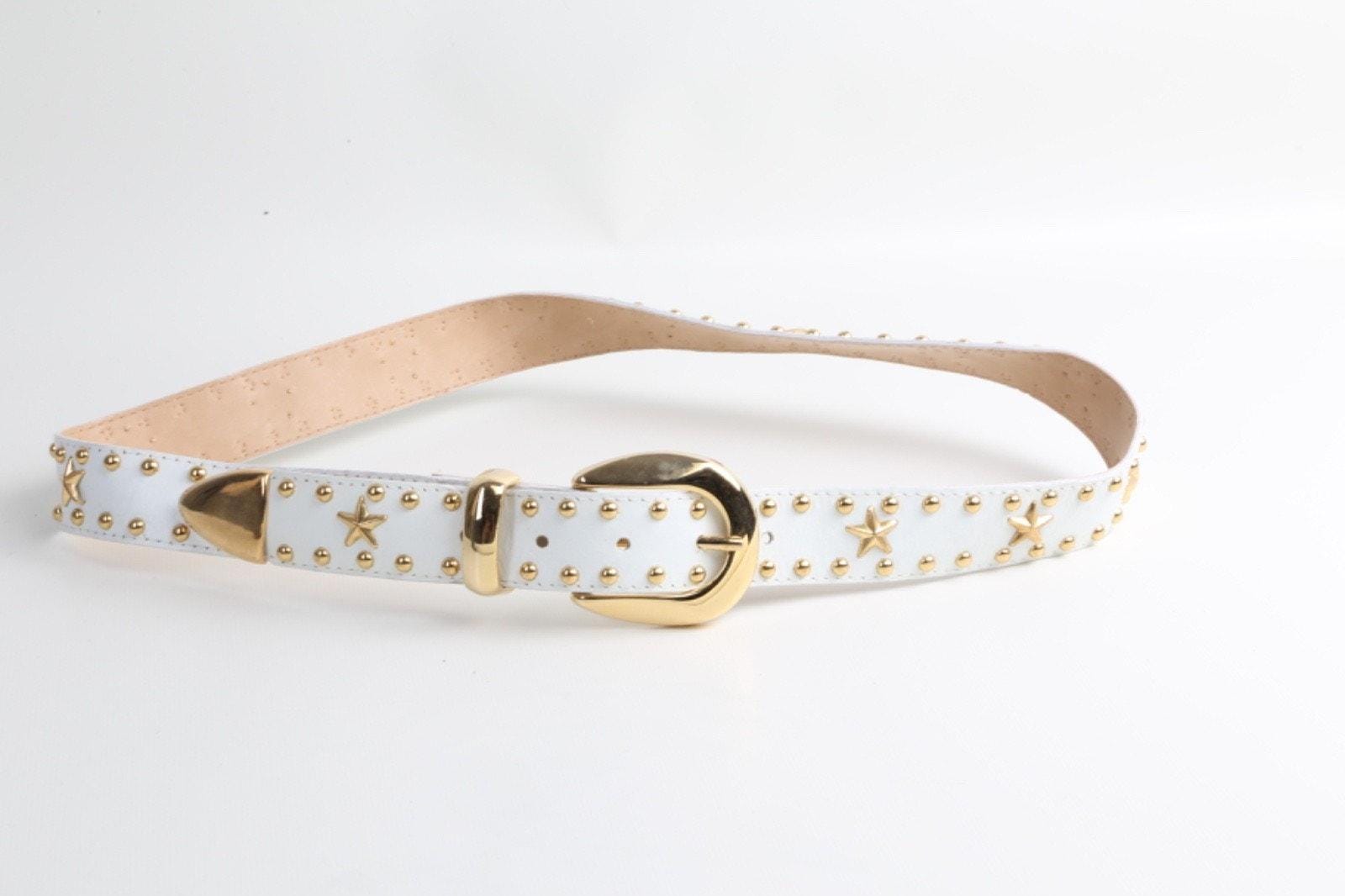 Vintage White Studded Belt - Etsy display picture 2