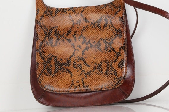 Vintage FOSSIL Brown Leather Snake Skin Pattern F… - image 3