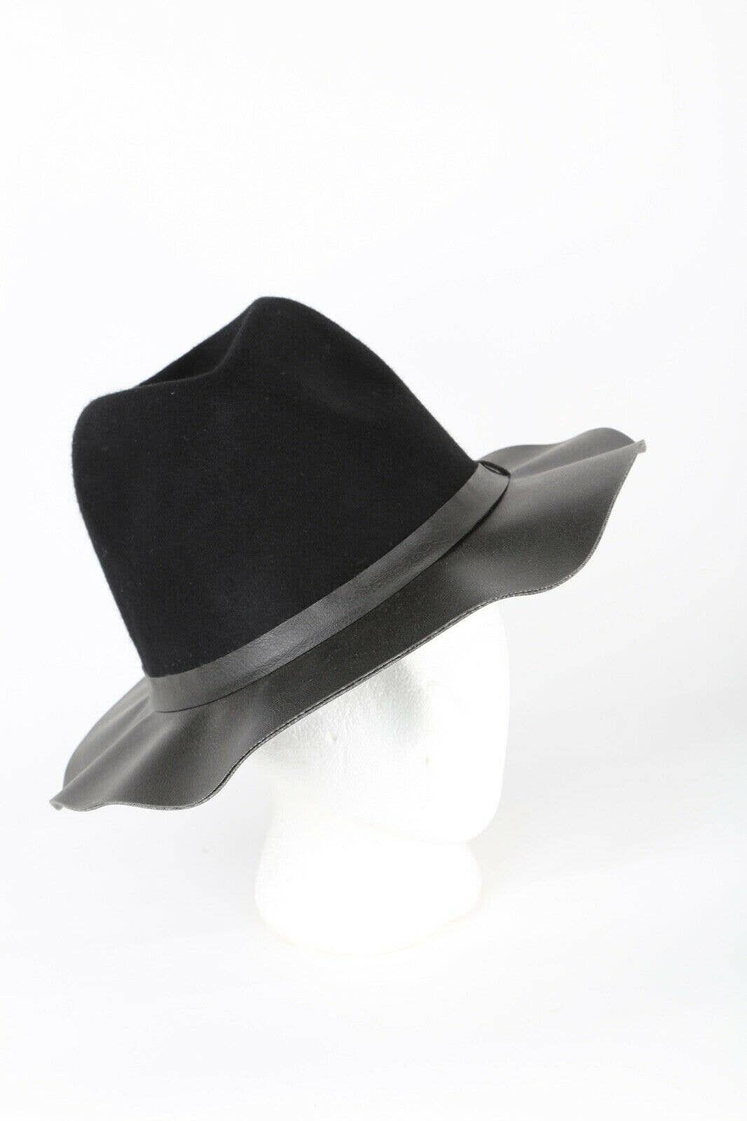 Vintage ABS Black Wool Faux Leather Fedora Hat One Size - Etsy display picture 1