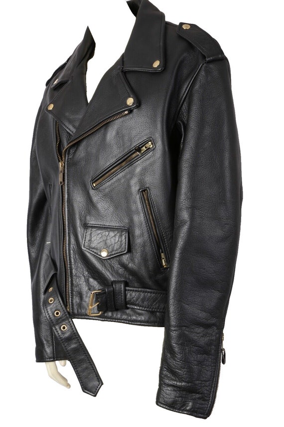 Vintage FRONTIER Black Leather Short Biker Jacket Size 36 - Etsy