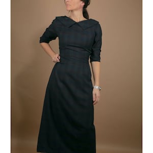 Vintage Plaid Collared Long Sleeve Maxi Dress Size XS
