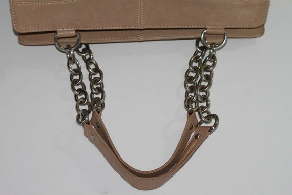 Vintage BCBG Max Azria Beige Leather Draped Chain… - image 9