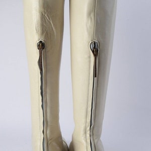 Vintage LOUIS VUITTON Off White Leather Knee High Boots Size 34.5 image 8