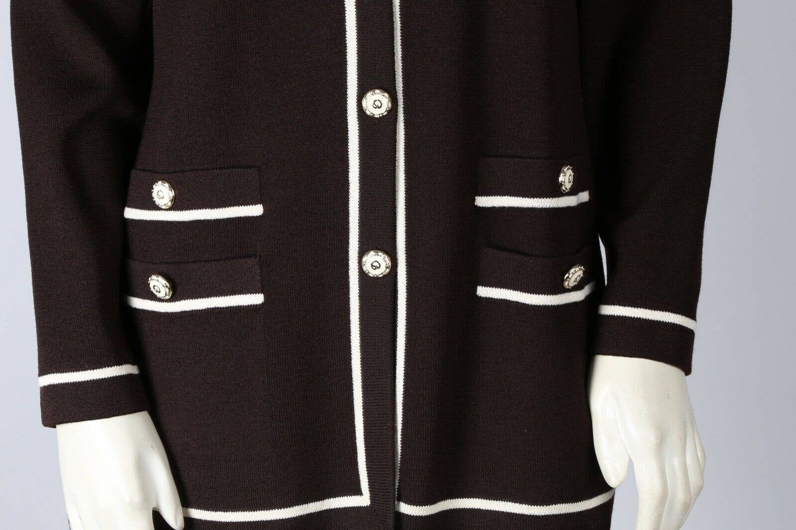Vintage St. John Collection Marie Gray Brown Button Down Cardigan