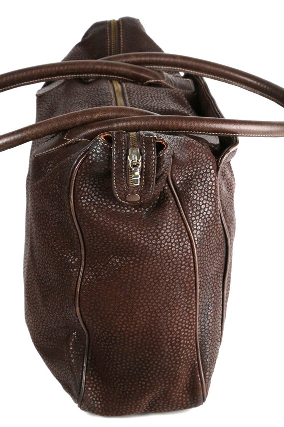 Vintage Gianfranco Ferre Brown Pebbled Leather To… - image 3