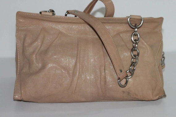 Vintage BCBG Max Azria Beige Leather Draped Chain… - image 3