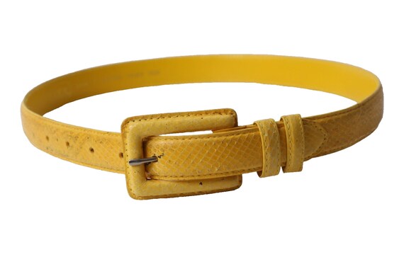 Vintage RITZ Yellow Genuine Snake Skin Leather Belt Size S  display picture 3