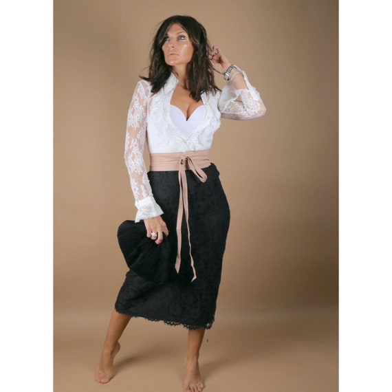 Black lace pencil skirt and top online