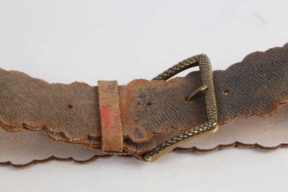 Olga Santini almost NEW laser cut leather belt Vintage Olga Santini Brown Suede Laser Cut Trim Belt Size S  main image 2