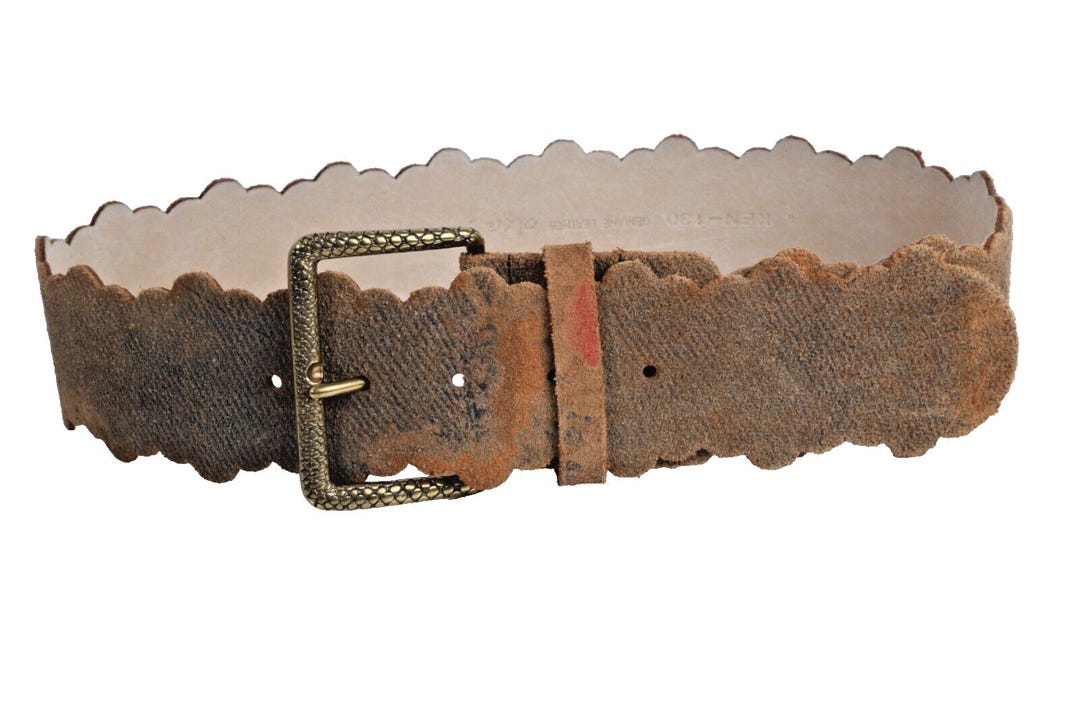 Olga Santini gray suede leather  pull through adjustable wood belt Olga santini italian leather - Gem main image 4