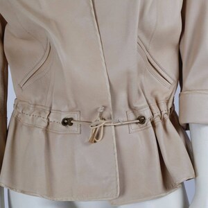 ZENOBIA Vintage Beige Soft Leather Drawstring Light Jacket Size 6 image 8