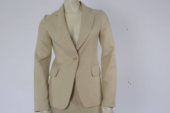 Vintage Beige 2 Piece One Button Blazer Jacket an… - image 5
