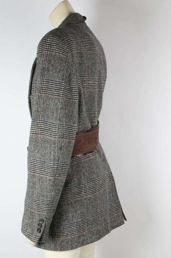Vintage Gray Plaid Oversized Belted Blazer Jacket… - image 6