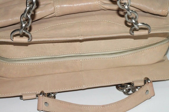 Vintage BCBG Max Azria Beige Leather Draped Chain… - image 2