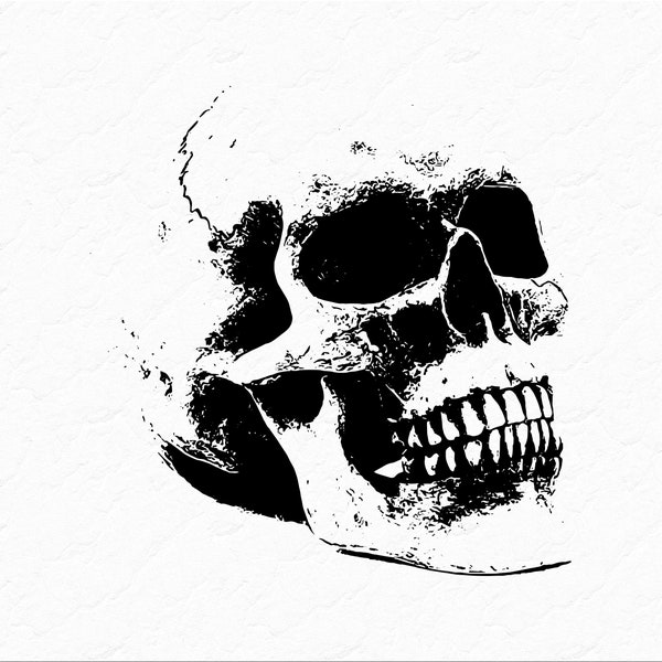 Faded Skull SVG | Grunge, Airbrush Texture, Silhouette, Cricut, ClipArt, Digital Download, Vector | Distressed, Gothic, Pirate, RIP, Scary