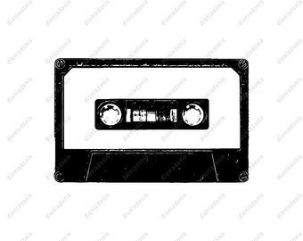 Cassette Tape SVG | Silhouette, Cricut, ClipArt, Digital Download, Vector Image, PNG | Vintage, Antique, Grunge, Throwback, Radio, Musicians