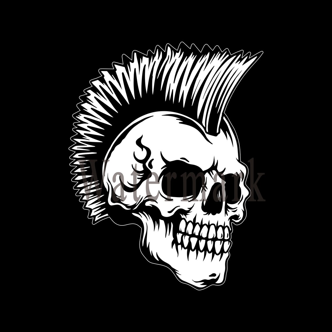 Mohawk Totenkopf SVG Silhouette Cricut ClipArt Digital Etsy
