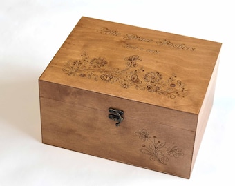 Customized Keepsake Box, Personalised Engraved Wooden Box, Baby Memory Box, First Memories Baby Box, Newborn christmas gift, X-mas, 3 sizes