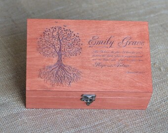 Personalized Keepsake & Storage Box – Custom Wooden Organizer Box for Jewelry, Documents, Memories – Personalized Gift for Women Men Home
