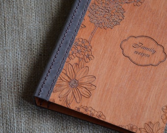 Recetario de madera personalizado con DIVISORES. Regalo personalizado para amantes de la cocina, Cuaderno, Libro de madera, Regalo de Navidad para mamá, Regalo de boda