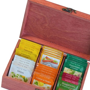 Monogrammed wooden tea box, Meditation tea time, Personalized wooden box with which to serve your favorite teas - Tea, flowers, books image 8