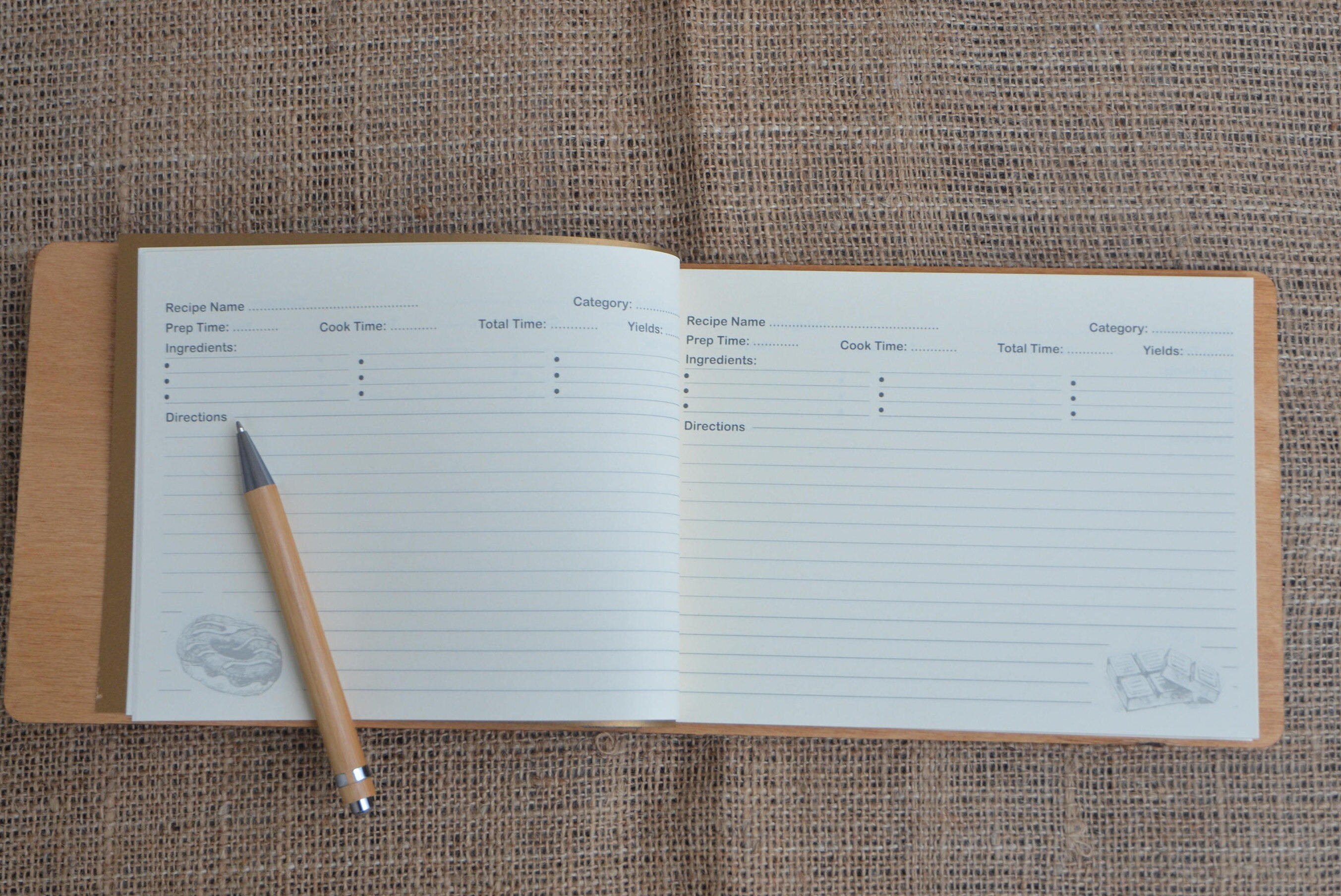 Personalized Recipe Book, Wooden Personalized Recipe Book, Recipe Book ...