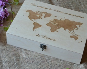 Custom Keepsake Box Our Adventures Together, Wedding Wood  Box, Anniversary Gifts, Travel and Journeys,  Valentine's Day gift box