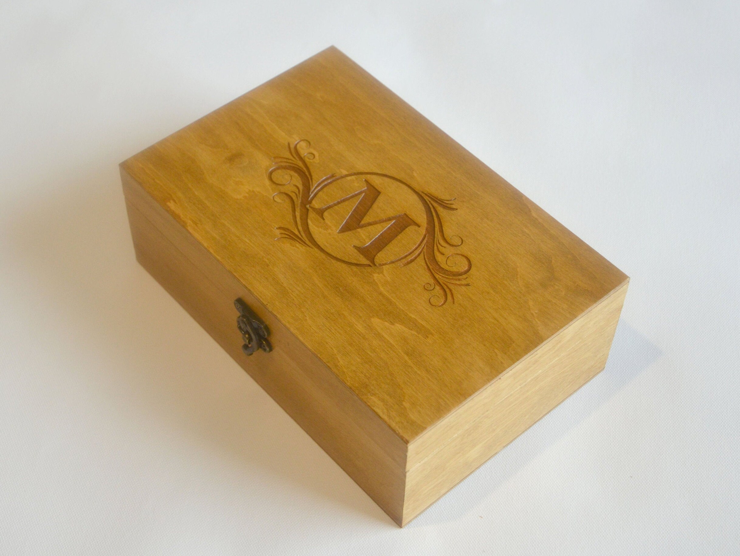 Engraved Initial Wooden Box Personalised Wood Keepsake Box Etsy Australia
