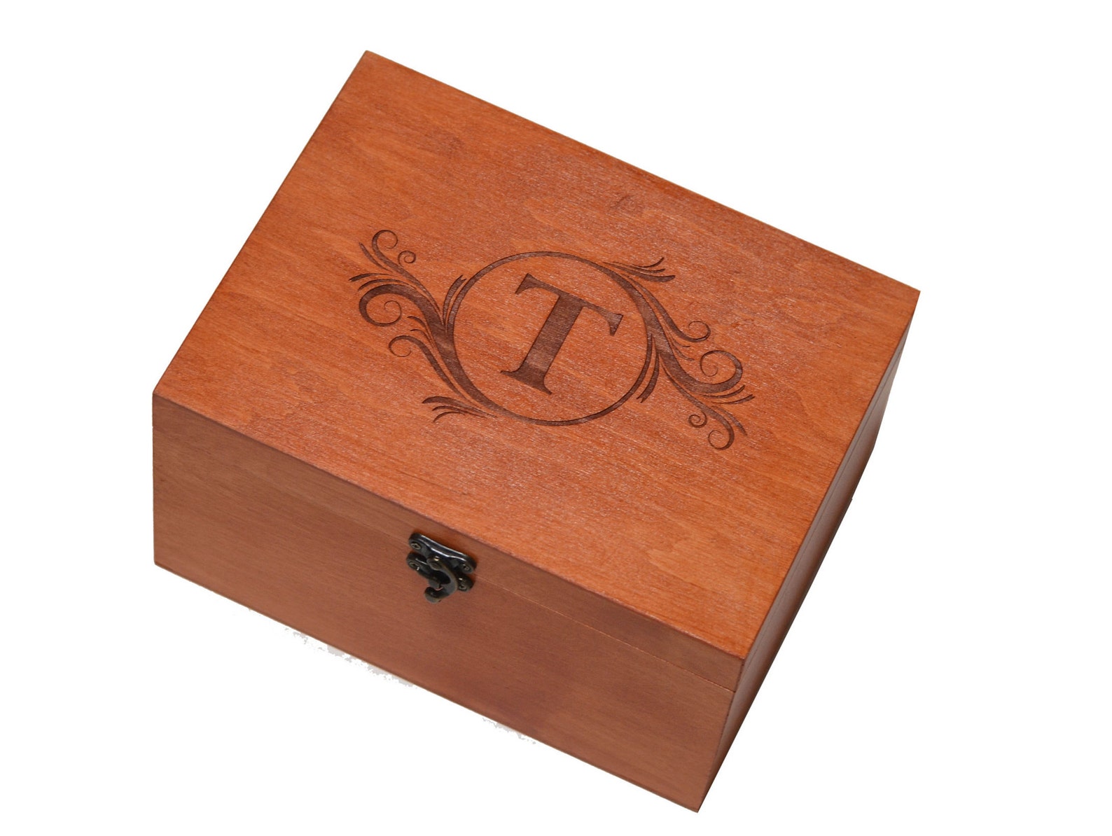 Engraved Initial Wooden Box Personalised Wood Keepsake Box Etsy