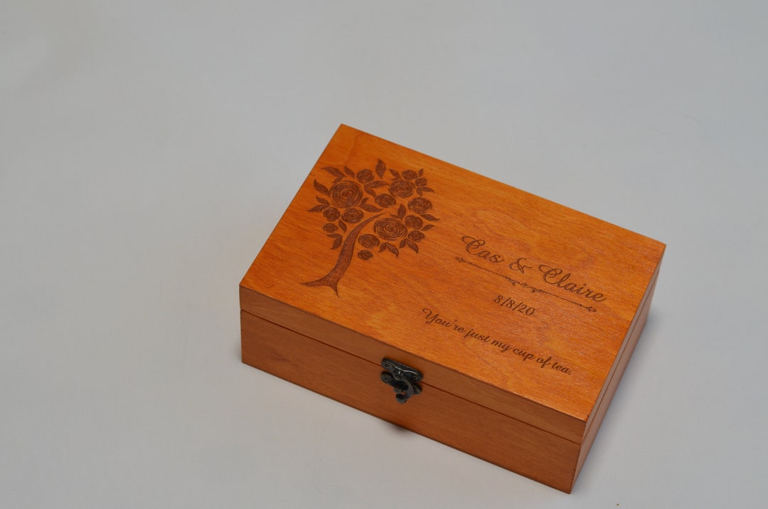Customized Tea Box, Engraved Tea Chest, Personalized Tea Storage Box